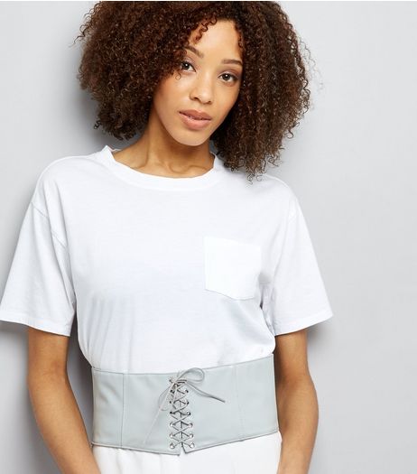 Grey Lace Up Corset Belt | New Look