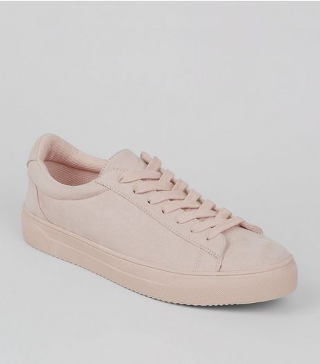 Nude Pink Lace Up Trainers | New Look