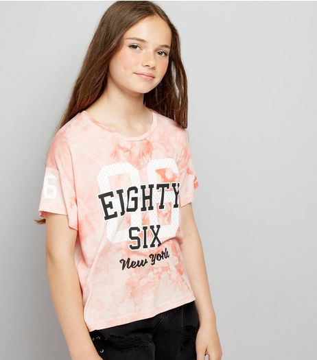 Teens Pink Tie Dye NY Print T-Shirt | New Look