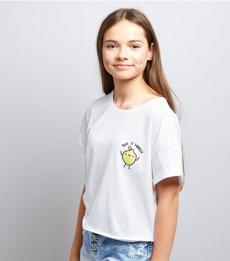 Teens White Take It Squeezy Logo T-Shirt | New Look