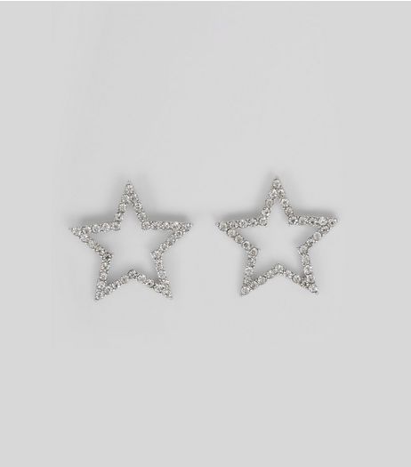 Silver Star Diamante Stud Earrings | New Look