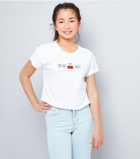 Teens White You Are Cherry Sweet Cropped T-Shirt | New Look