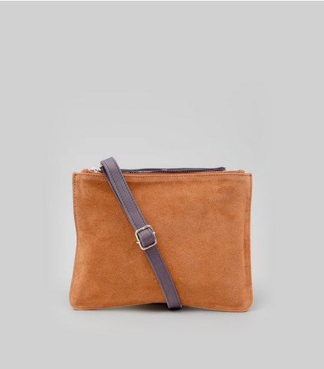 Tan Leather Zip Top Cross Body Bag | New Look