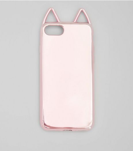 Pink Metallic Cat Ear iPhone Case | New Look