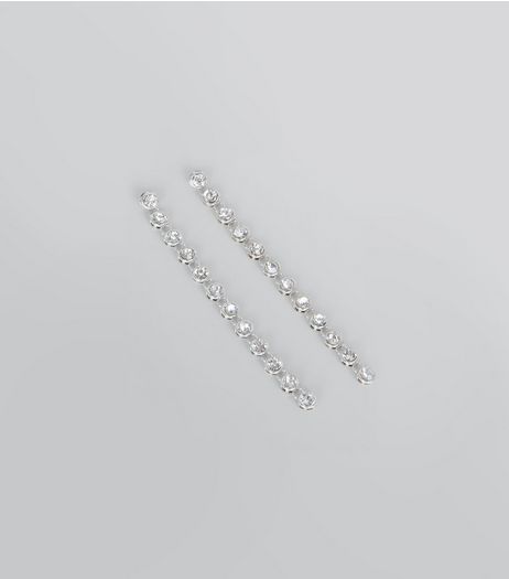 Silver Crystal Drop Stud Earrings | New Look
