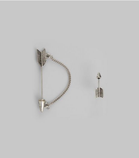 Silver Arrow Scaffold Bar Earring | New Look