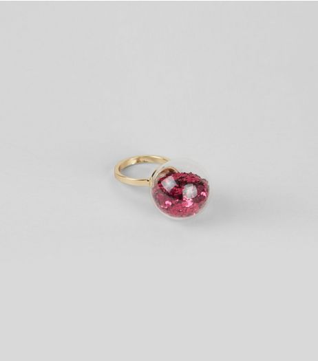 Pink Glitter Ball Ring | New Look