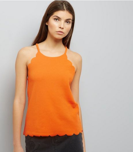 Bright Orange Scallop Hem Cami Top | New Look