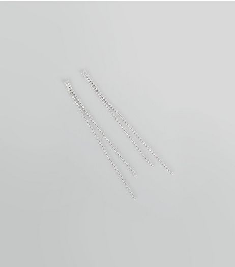 Silver Diamante Drop Earrings | New Look