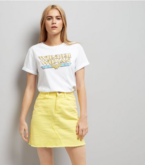 White Wonder Woman Print T-Shirt | New Look