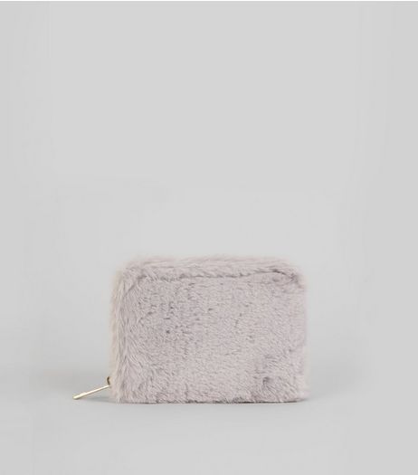 Grey Faux Fur Cardholder | New Look
