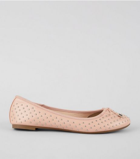 Pink Stud Ballerina Pumps | New Look
