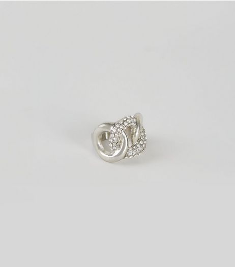 Silver Diamante Chain Ring | New Look