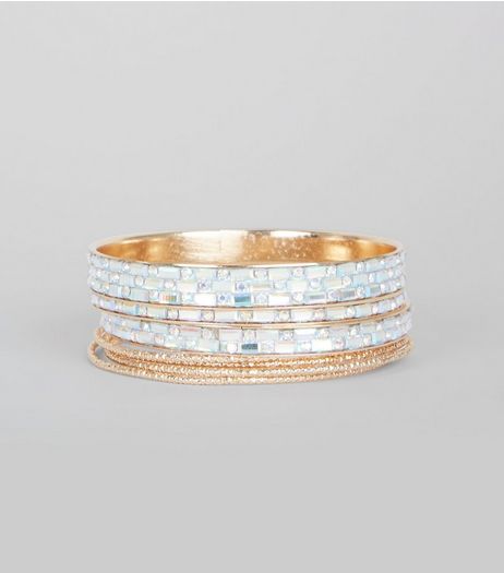 Silver Gem Detail Bangle Pack | New Look