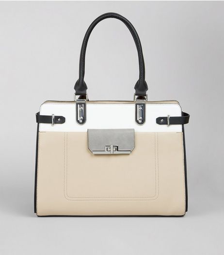 Nude Colour Block Structured Tote Bag | New Look