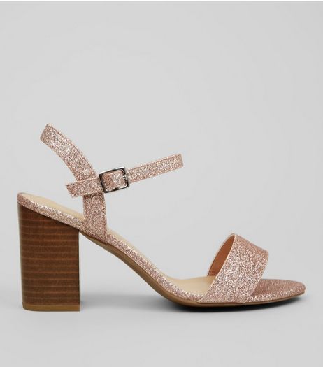 Wide Fit Rose Gold Heeled Sandals | New Look