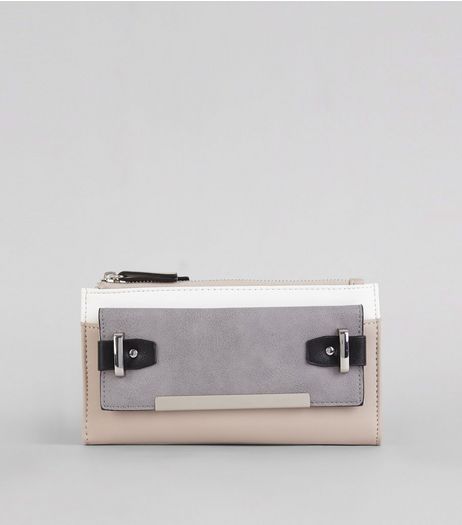 Cream Colour Block Double Zip Top Purse | New Look