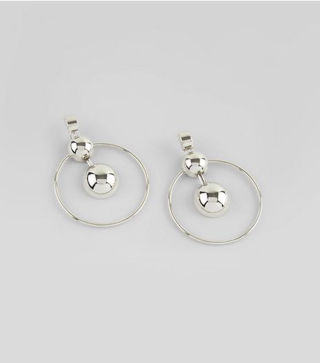 Silver Ball Hoop Earrings | New Look