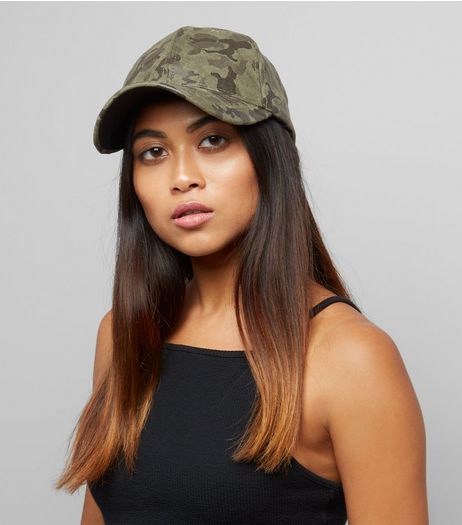 Khaki Camo Print Cap | New Look