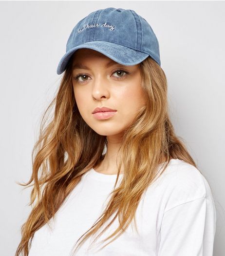 Blue Denim Bag Hair Day Cap | New Look