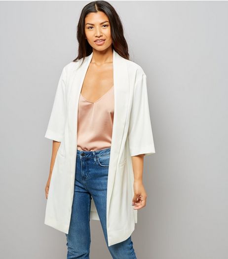 White Satin Crepe Longline Kimono | New Look
