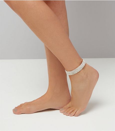 Clear Crystal Anklet | New Look