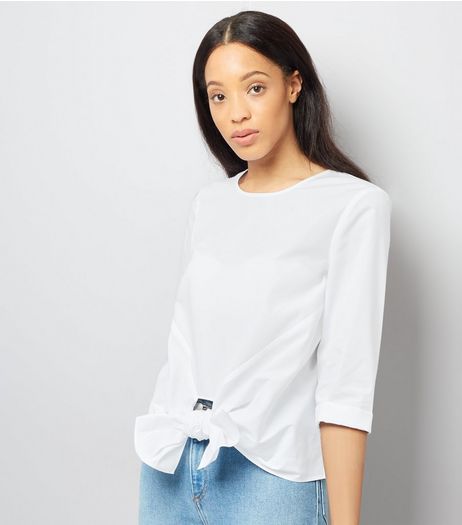 White Knot Front Blouse | New Look