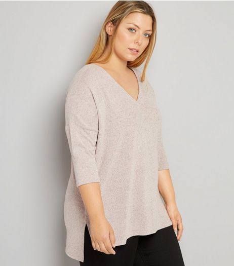 Curves Shell Pink Corset Tie Back Top | New Look