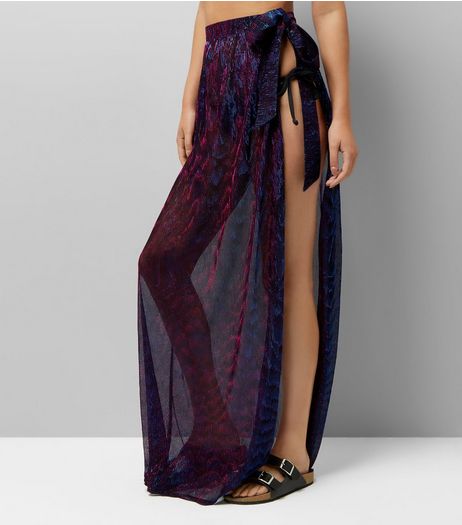 Purple Iridescent Sarong Maxi Skirt | New Look