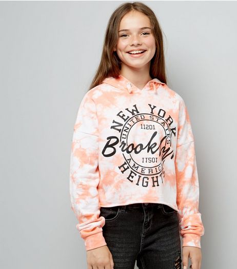 Teens Orange Tie Dye Brooklyn Hoodie | New Look