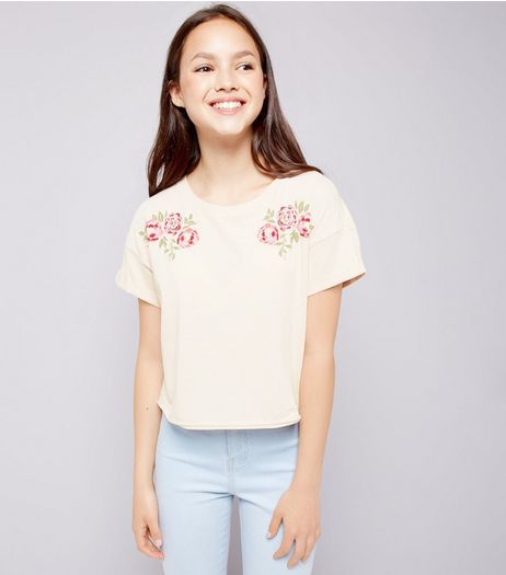 Teens Shell Pink Floral Print T-Shirt | New Look