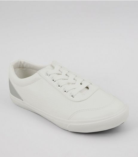Wide Fit White Back Panel Lace Up Trainers | New Look