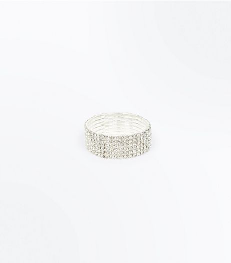 Silver Diamanté Stretch Bracelet | New Look