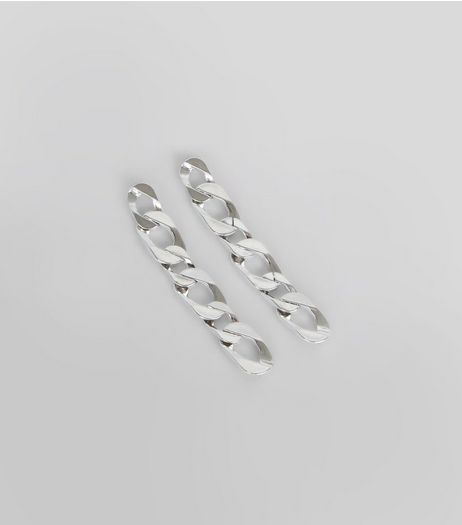 Silver Curb Chain Link Drop Earrings | New Look