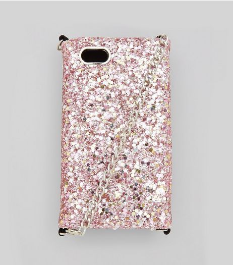Pink Glitter iPhone 6/7 Purse Case | New Look
