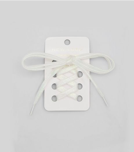 White Shimmer Metallic Shoe Laces | New Look