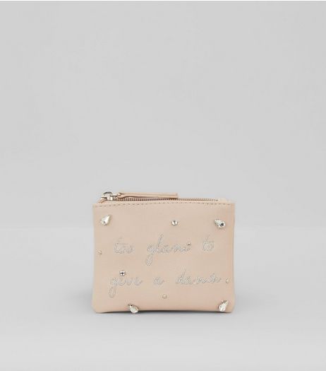 Nude Too Glam To Give a Damn Zip Top Purse | New Look