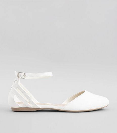Wide Fit White Ankle Strap Pumps | New Look
