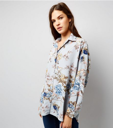 Cameo Rose Light Grey Floral Print Shirt | New Look