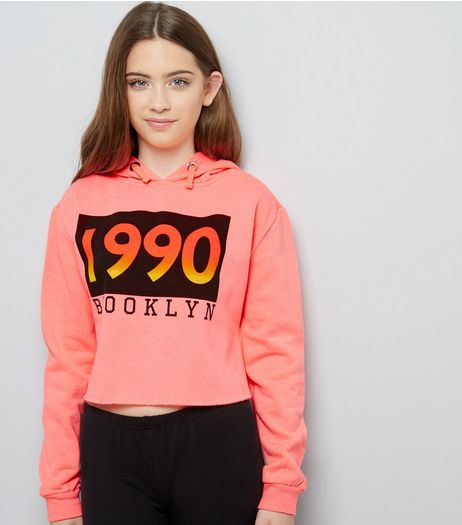 Teens Orange 1990 Print Hoodie | New Look