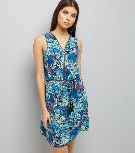 Apricot Turquoise Palm Tree Print Dress | New Look