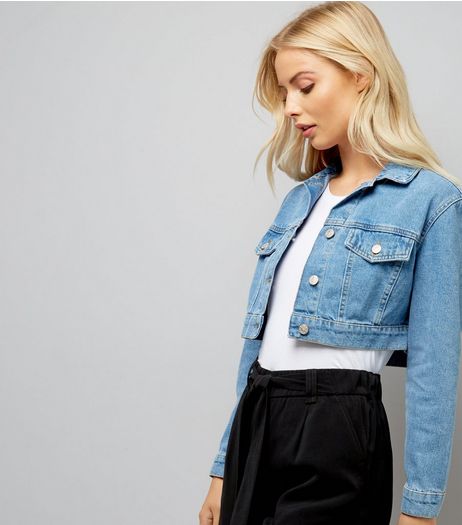 Blue Super Cropped Denim Jacket | New Look