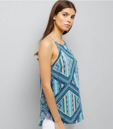 Apricot Turquoise Tile Print Strappy Vest | New Look