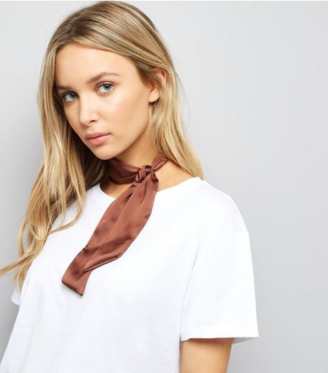 Brown Satin Necktie | New Look