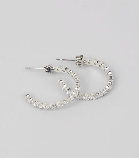 Crystal Cubic Zirconia Hoop Earrings | New Look