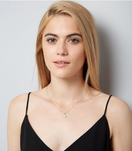 Silver Round Cubic Zirconia Pendant Necklace | New Look
