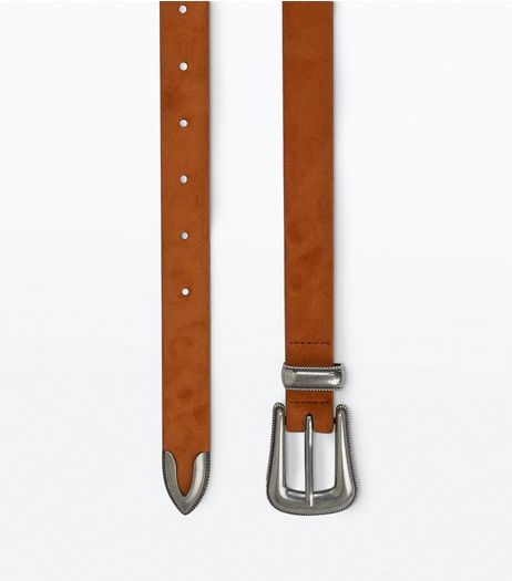 Tan Sleek Western Buckle Belt | New Look