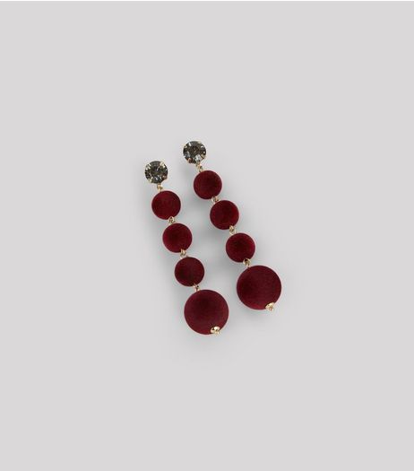 Red Orb Drop Earrings | New Look