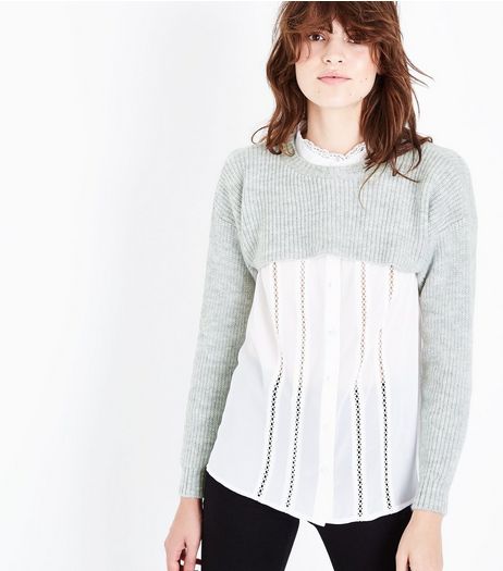 Grey Ribbed Super Cropped Jumper | New Look