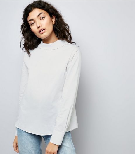 White Dip Hem Backwards Shirt | New Look